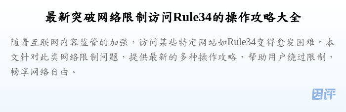 最新突破网络限制访问Rule34的操作攻略大全