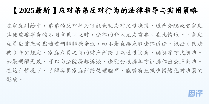 【2025最新】应对弟弟反对行为的法律指导与实用策略