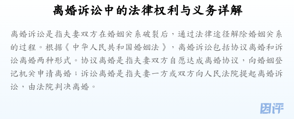 离婚诉讼中的法律权利与义务详解