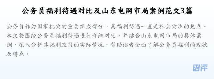 公务员福利待遇对比及山东电网市局案例范文3篇
