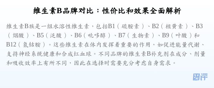 维生素B品牌对比:性价比和效果全面解析