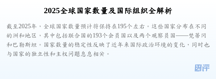 2025全球国家数量及国际组织全解析