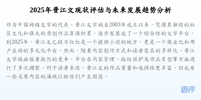 2025年晋江文现状评估与未来发展趋势分析