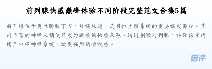 前列腺快感巅峰体验不同阶段完整范文合集5篇