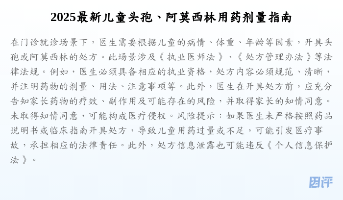 2025最新儿童头孢、阿莫西林用药剂量指南