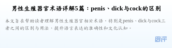 男性生殖器官术语详解5篇:penis、dick与cock的区别
