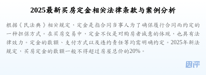 2025最新买房定金相关法律条款与案例分析
