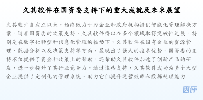 久其软件在国资委支持下的重大成就及未来展望
