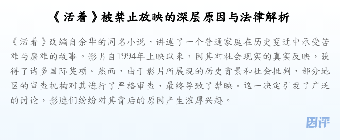 《活着》被禁止放映的深层原因与法律解析
