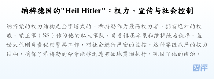 纳粹德国的"Heil Hitler":权力、宣传与社会控制