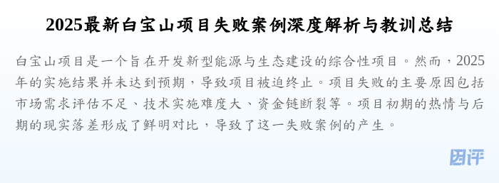 2025最新白宝山项目失败案例深度解析与教训总结