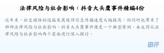 法律风险与社会影响:抖音大头鹰事件精编4份