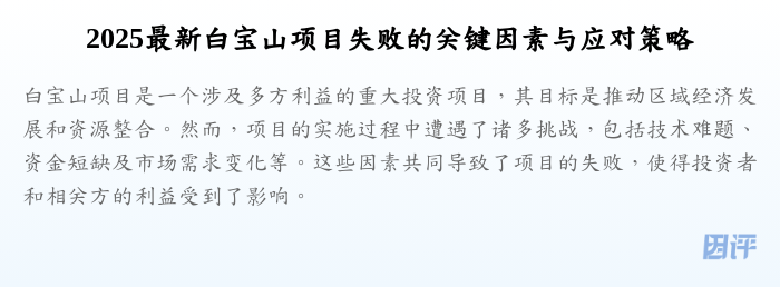 2025最新白宝山项目失败的关键因素与应对策略