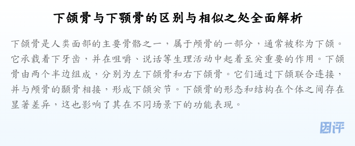 下颌骨与下颚骨的区别与相似之处全面解析
