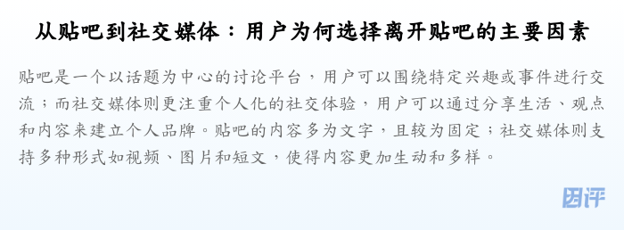 从贴吧到社交媒体:用户为何选择离开贴吧的主要因素