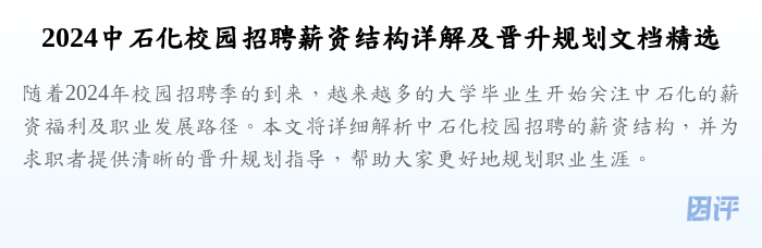 2024中石化校园招聘薪资结构详解及晋升规划文档精选