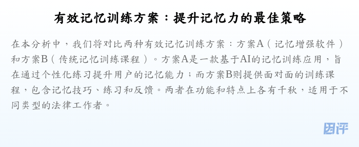 有效记忆训练方案:提升记忆力的最佳策略