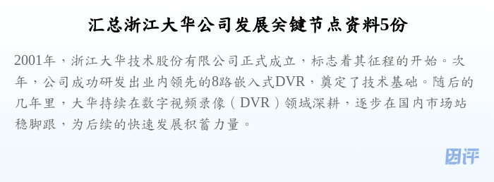 汇总浙江大华公司发展关键节点资料5份