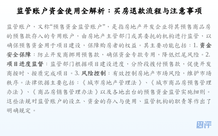 监管账户资金使用全解析:买房退款流程与注意事项