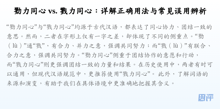 勠力同心 vs. 戮力同心:详解正确用法与常见误用辨析