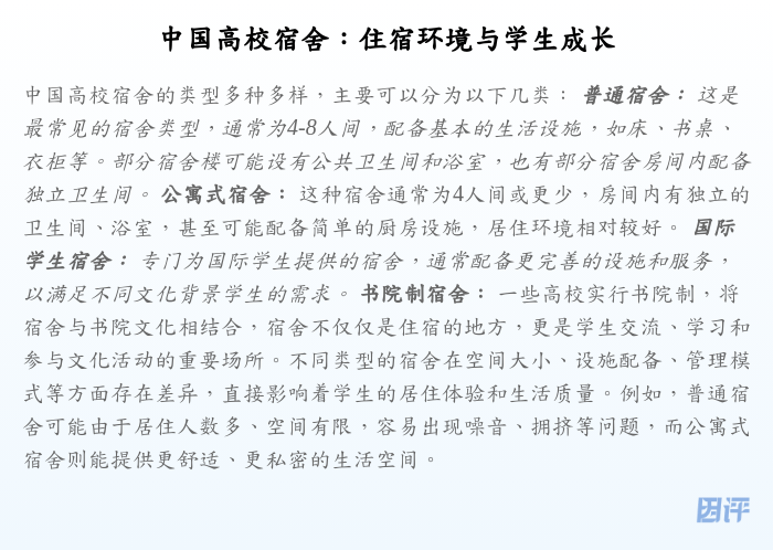 中国高校宿舍:住宿环境与学生成长
