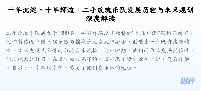 十年沉淀,十年辉煌:二手玫瑰乐队发展历程与未来规划深度解读