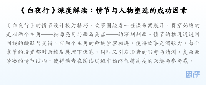 《白夜行》深度解读:情节与人物塑造的成功因素