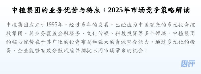 中植集团的业务优势与特点:2025年市场竞争策略解读