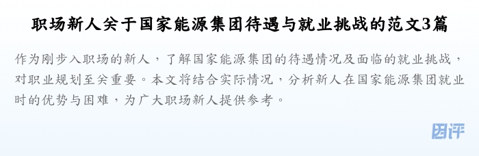 职场新人关于国家能源集团待遇与就业挑战的范文3篇