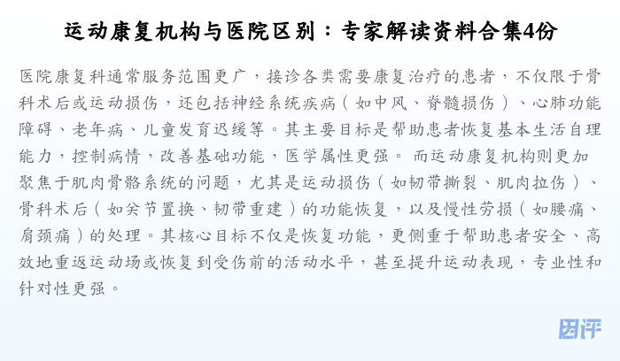 运动康复机构与医院区别:专家解读资料合集4份