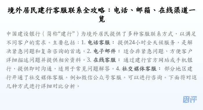 境外居民建行客服联系全攻略:电话、邮箱、在线渠道一览