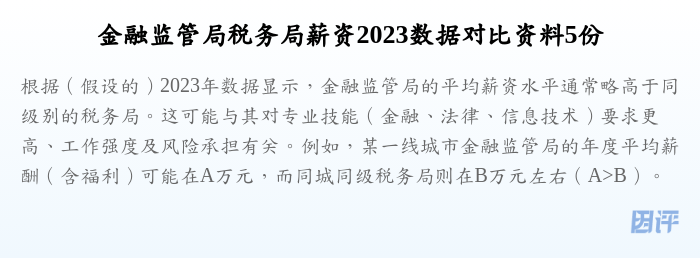 金融监管局税务局薪资2023数据对比资料5份