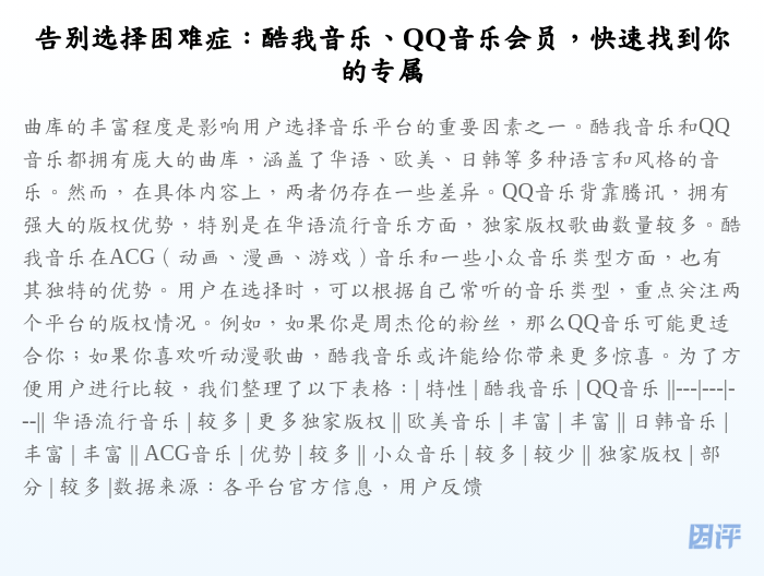 告别选择困难症:酷我音乐、QQ音乐会员,快速找到你的专属