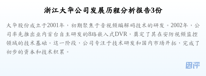 浙江大华公司发展历程分析报告3份