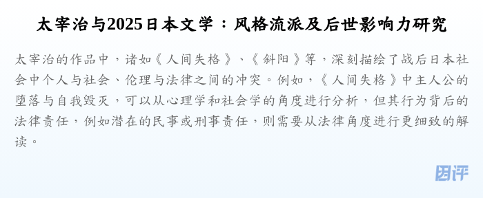 太宰治与2025日本文学:风格流派及后世影响力研究