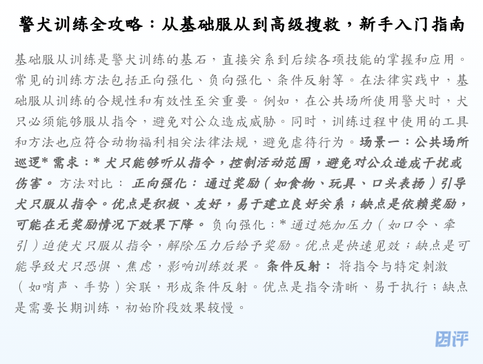 警犬训练全攻略:从基础服从到高级搜救,新手入门指南
