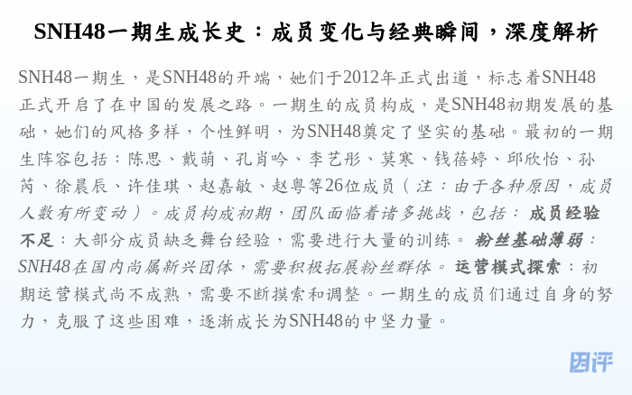 SNH48一期生成长史:成员变化与经典瞬间,深度解析