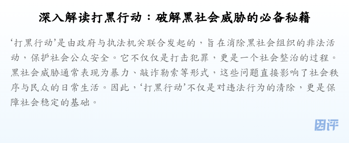 深入解读打黑行动:破解黑社会威胁的必备秘籍