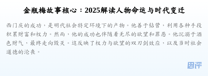 金瓶梅故事核心:2025解读人物命运与时代变迁
