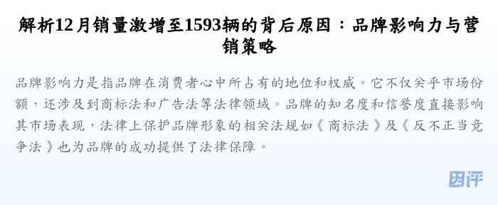 解析12月销量激增至1593辆的背后原因:品牌影响力与营销策略