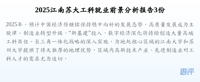 2025江南苏大工科就业前景分析报告3份