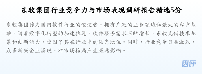 东软集团行业竞争力与市场表现调研报告精选5份
