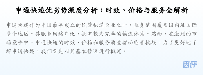 申通快递优劣势深度分析:时效、价格与服务全解析