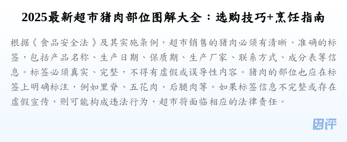 2025最新超市猪肉部位图解大全:选购技巧+烹饪指南