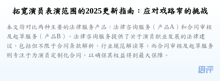 拓宽演员表演范围的2025更新指南:应对戏路窄的挑战
