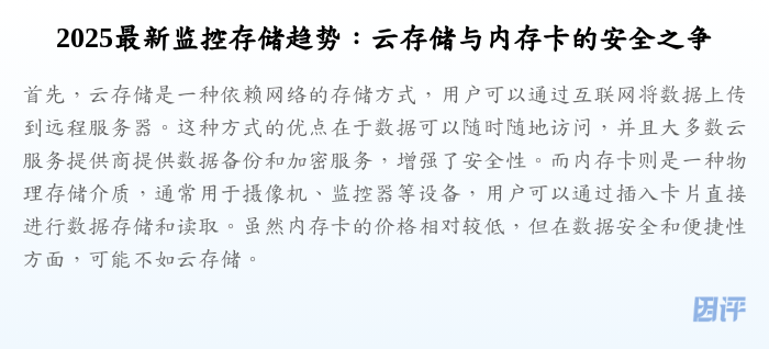 2025最新监控存储趋势:云存储与内存卡的安全之争