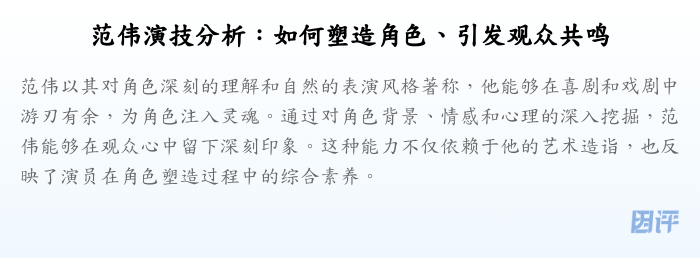范伟演技分析:如何塑造角色、引发观众共鸣