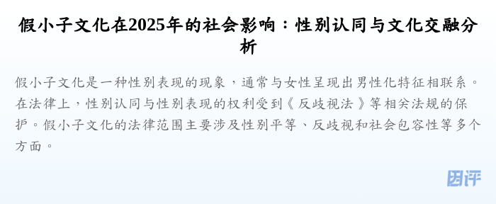 假小子文化在2025年的社会影响:性别认同与文化交融分析