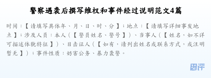 警察遇袭后撰写维权和事件经过说明范文4篇