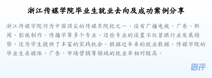 浙江传媒学院毕业生就业去向及成功案例分享